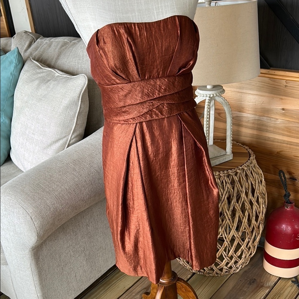 Max & Cleo Strapless Cocktail Dress – Rust Size 6 party wedding - Picture 3 of 10